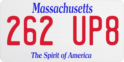 MA license plate 262UP8