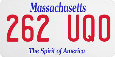 MA license plate 262UQ0