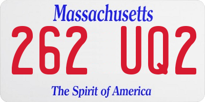 MA license plate 262UQ2