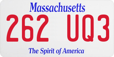 MA license plate 262UQ3