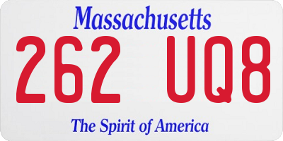 MA license plate 262UQ8