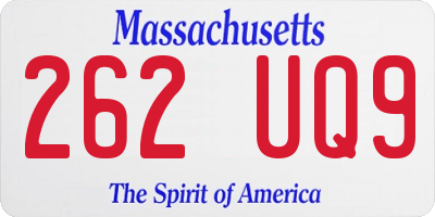 MA license plate 262UQ9