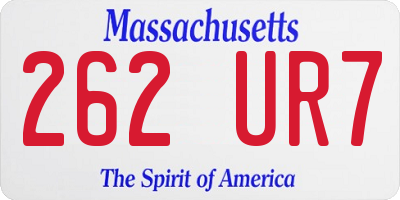 MA license plate 262UR7