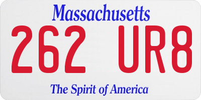 MA license plate 262UR8