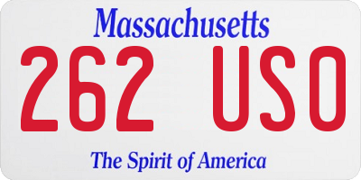 MA license plate 262US0