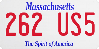 MA license plate 262US5