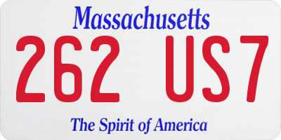 MA license plate 262US7