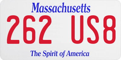MA license plate 262US8