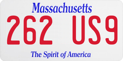 MA license plate 262US9