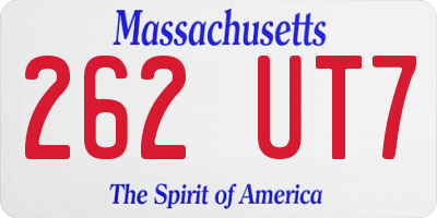 MA license plate 262UT7