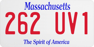 MA license plate 262UV1