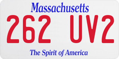 MA license plate 262UV2