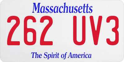 MA license plate 262UV3
