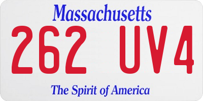 MA license plate 262UV4