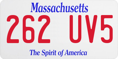 MA license plate 262UV5