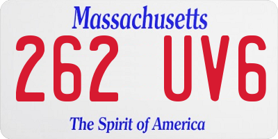 MA license plate 262UV6