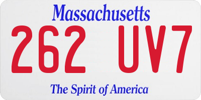 MA license plate 262UV7