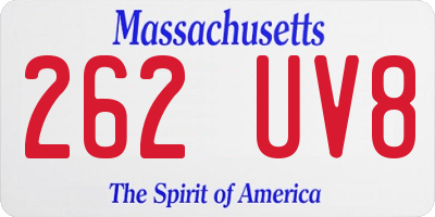 MA license plate 262UV8