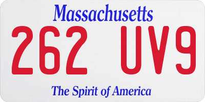 MA license plate 262UV9
