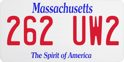 MA license plate 262UW2