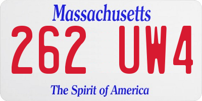 MA license plate 262UW4