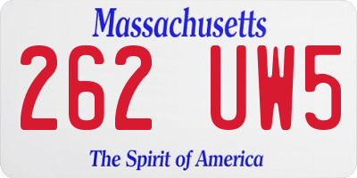 MA license plate 262UW5
