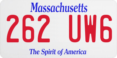 MA license plate 262UW6
