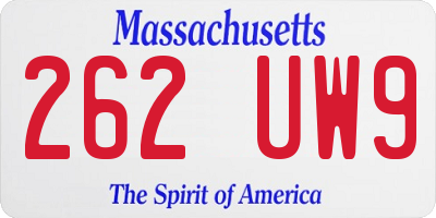 MA license plate 262UW9