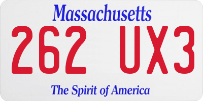 MA license plate 262UX3