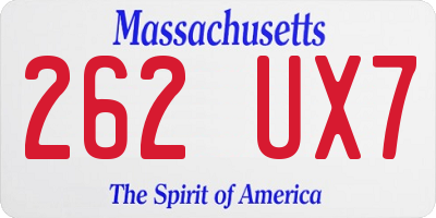 MA license plate 262UX7
