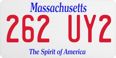 MA license plate 262UY2