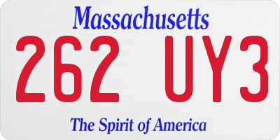 MA license plate 262UY3