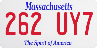 MA license plate 262UY7
