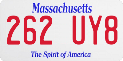 MA license plate 262UY8