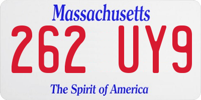 MA license plate 262UY9