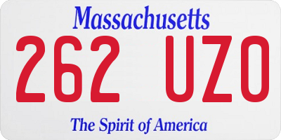 MA license plate 262UZ0