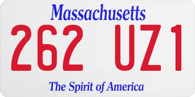 MA license plate 262UZ1