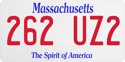MA license plate 262UZ2