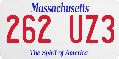 MA license plate 262UZ3
