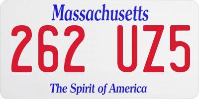 MA license plate 262UZ5