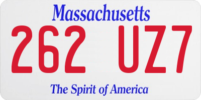 MA license plate 262UZ7