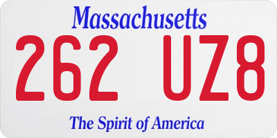 MA license plate 262UZ8