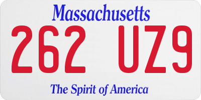 MA license plate 262UZ9
