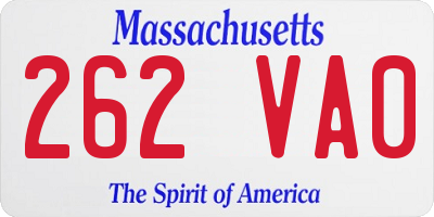 MA license plate 262VA0