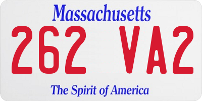 MA license plate 262VA2