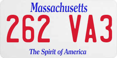 MA license plate 262VA3