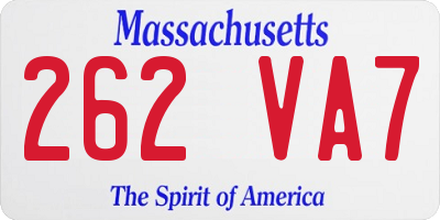 MA license plate 262VA7