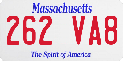 MA license plate 262VA8