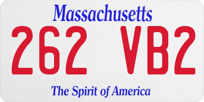 MA license plate 262VB2