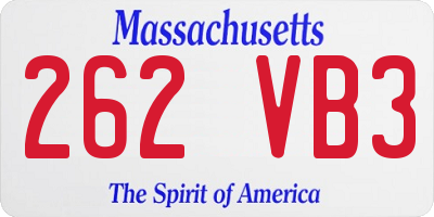 MA license plate 262VB3